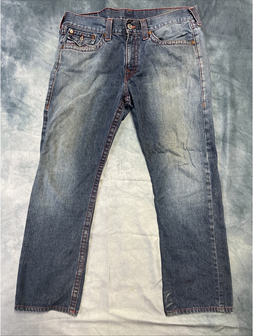 True Religion World Tour Straight Jeans Mens 36 USA Red Stitch Denim Y2K 1039-1P